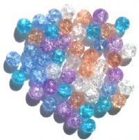 50 8mm Pastel Mix Crackle Glass Beads